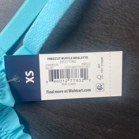 NWT No Boundaries Freecut Ruffle Bralette Turquoise XS - Picture 4 of 4